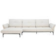 ECKSOFA Florenz Creme Echtleder Rücken echt, Sitztiefenverstellung  - Creme/Schwarz, Design, Leder/Metall (182/325cm) - Valnatura