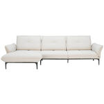 ECKSOFA Florenz in Echtleder Creme  182/325 cm  - Creme/Schwarz, Design, Leder/Metall (182/325cm) - Valnatura
