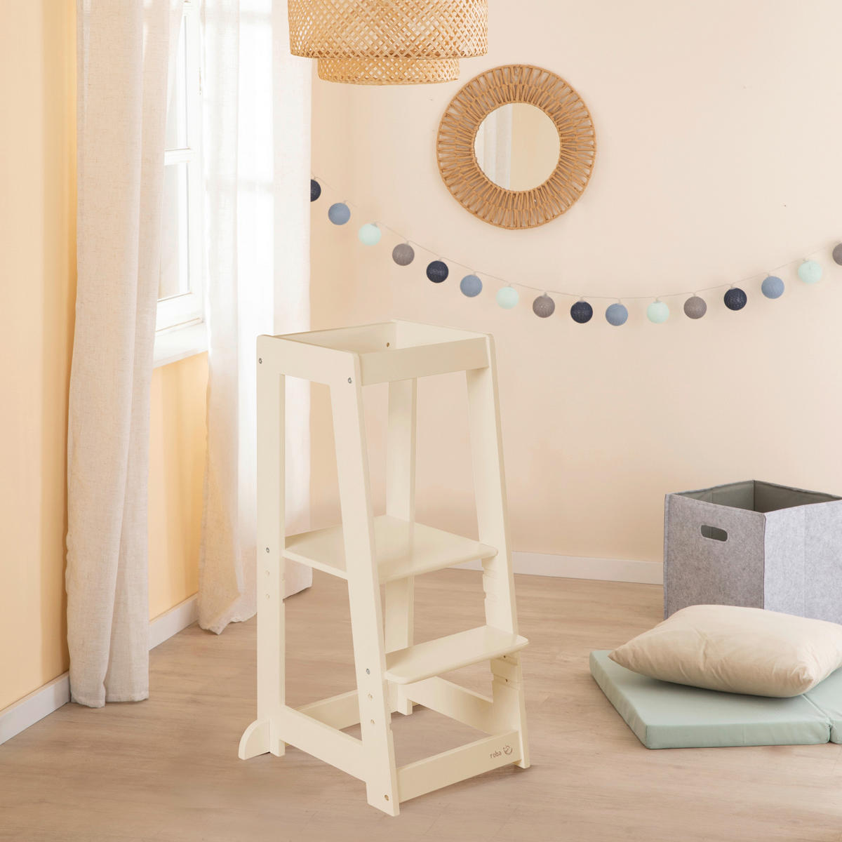 LERNTURM Monti Step  - Kaschmir, Basics, Holzwerkstoff (39,5/88/42cm) - Roba