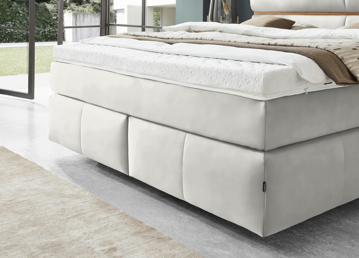 BOXSPRINGBETT 180/200 cm  in Weiß, Eichefarben  - Eichefarben/Schwarz, KONVENTIONELL, Holz/Kunststoff (180/200cm) - Dieter Knoll