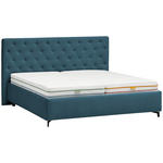 POLSTERBETT gepolstertes Kopfteil, Lattenroste Blau 180/200 cm  - Blau/Birkefarben, KONVENTIONELL, Holz/Textil (180/200cm) - Novel