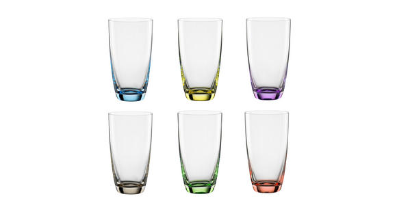 GLÄSERSET Viva Colori 6-teilig  - Blau/Gelb, Basics, Glas (350ml) - Novel