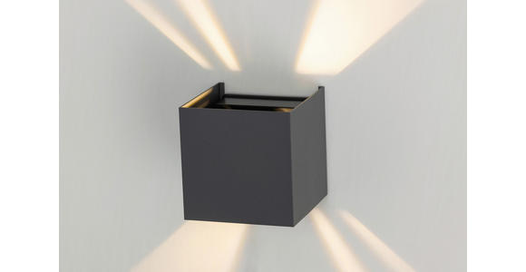 LED-WANDLEUCHTE Atlas 10/10/10 cm  - Dunkelgrau, Basics, Kunststoff/Metall (10/10/10cm) - Novel