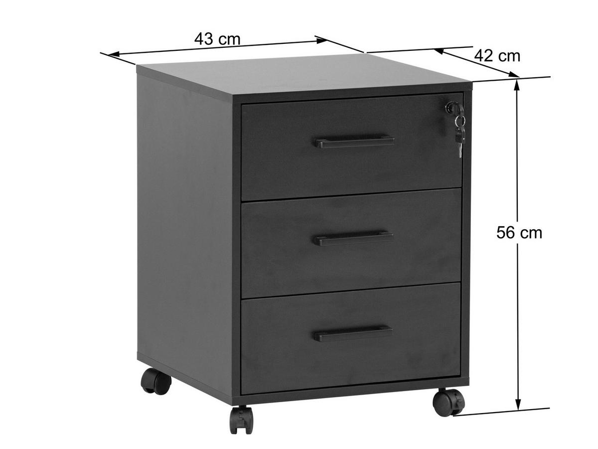 ROLLCONTAINER Schwarz  - Schwarz, MODERN, Holzwerkstoff/Kunststoff (43/56/42cm) - Livetastic
