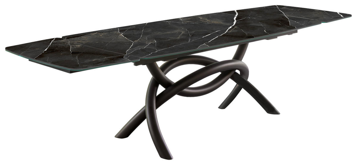 ESSTISCH Anthrazit, Schwarz bootsförmig  ausziehbar, Variantenauswahl  - Anthrazit/Schwarz, Design, Keramik/Metall (200-294/100/76cm) - Emilio Belluti