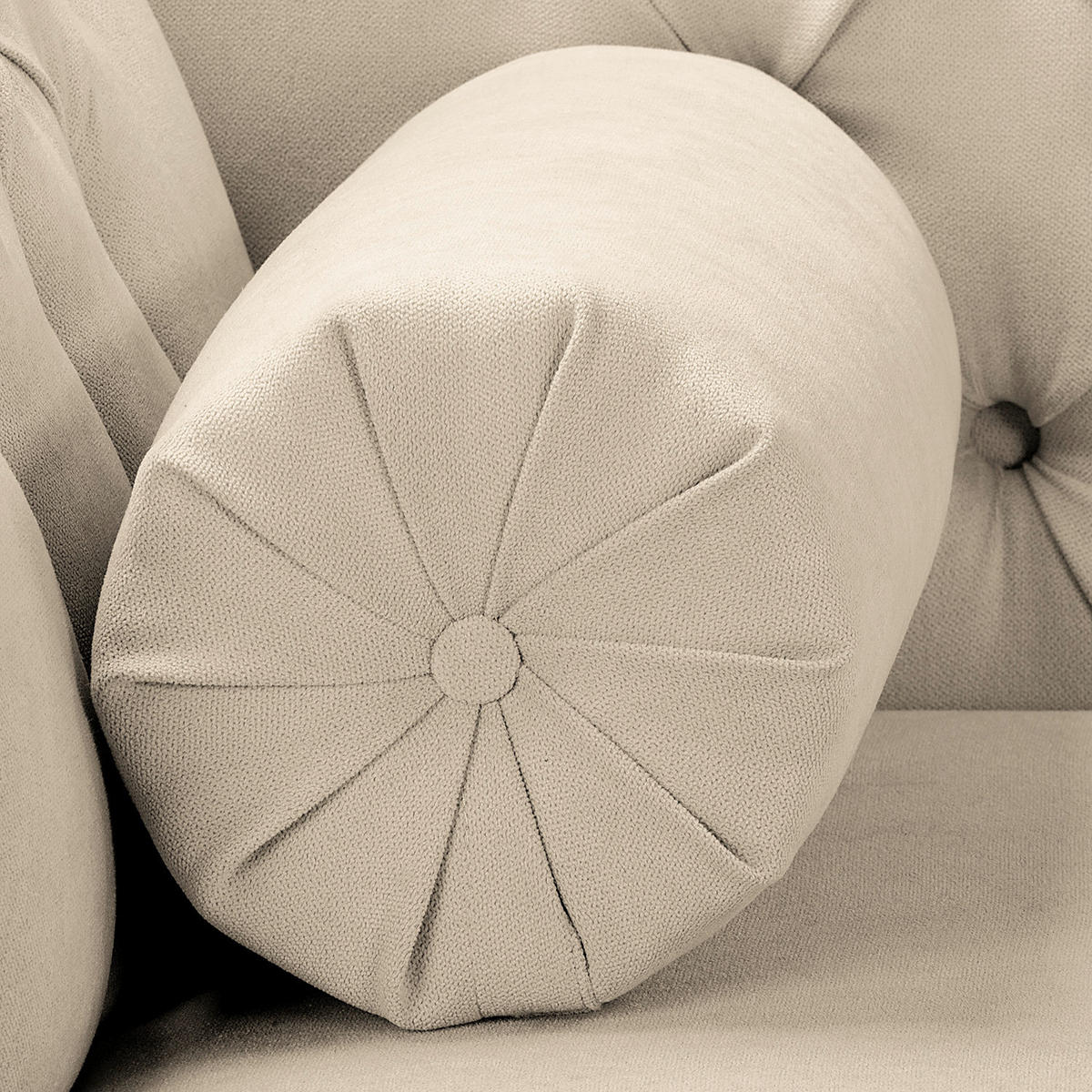 RÉCAMIERE Mikrofaser Creme  - Creme/Braun, Design, Holz/Textil (185/93/75cm) - Livetastic