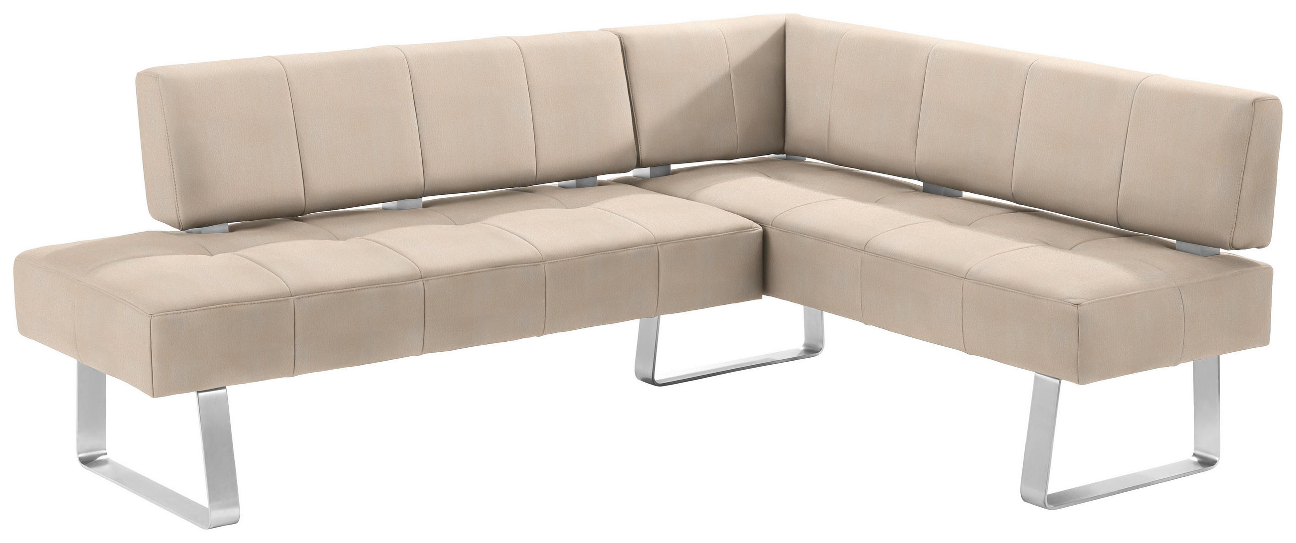 Thumbnail - Moderano Eckbank, Edelstahl, Beige, Metall, Textil, 4-Sitzer, nicht einzeln stellbar, L-Form, 227x165 cm, Goldenes M, Fu...