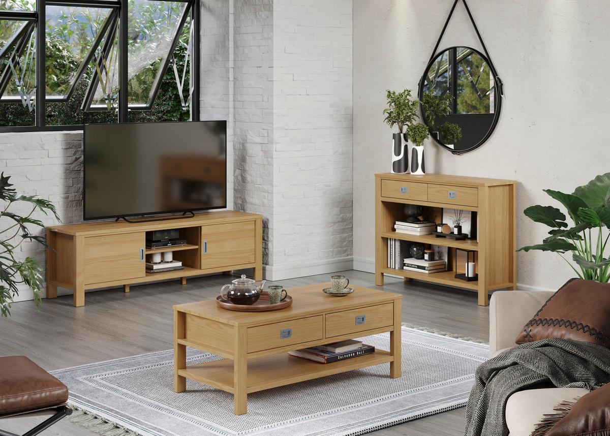 NÍZKA KOMODA, borovica, prírodná farba, 150/47/40 cm - prírodná farba/strieborná, Konventionell, kov/drevo (150/47/40cm) - Livetastic