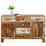 SIDEBOARD Akazie, Mangoholz massiv gebeizt, lackiert Naturfarben - Dunkelbraun/Messingfarben, Design, Holz/Metall (140/80/44cm)