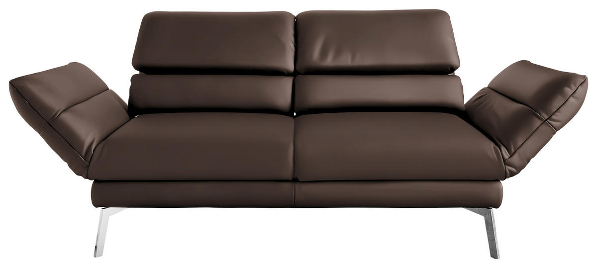 2-SITZER-SOFA Echtleder Dunkelbraun  - Chromfarben/Dunkelbraun, Design, Leder/Metall (178-226/82/96-177cm) - Dieter Knoll