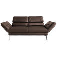 2-SITZER-SOFA Echtleder Dunkelbraun  - Chromfarben/Dunkelbraun, Design, Leder/Metall (178-226/82/96-177cm) - Dieter Knoll