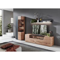 WOHNWAND  in Anthrazit, Eichefarben  296/206/55 cm  - Edelstahlfarben/Eichefarben, Natur, Glas/Holz (296/206/55cm) - Valnatura