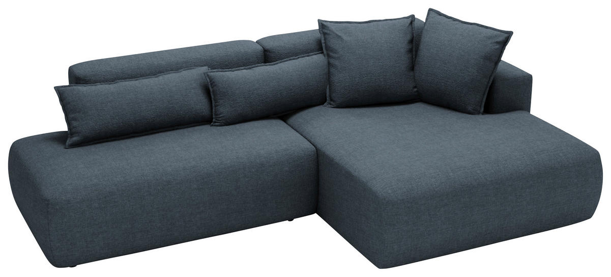ECKSOFA ARTE Dunkelblau Chenille  - Schwarz/Dunkelblau, Design, Kunststoff/Textil (284/160cm) - Livetastic