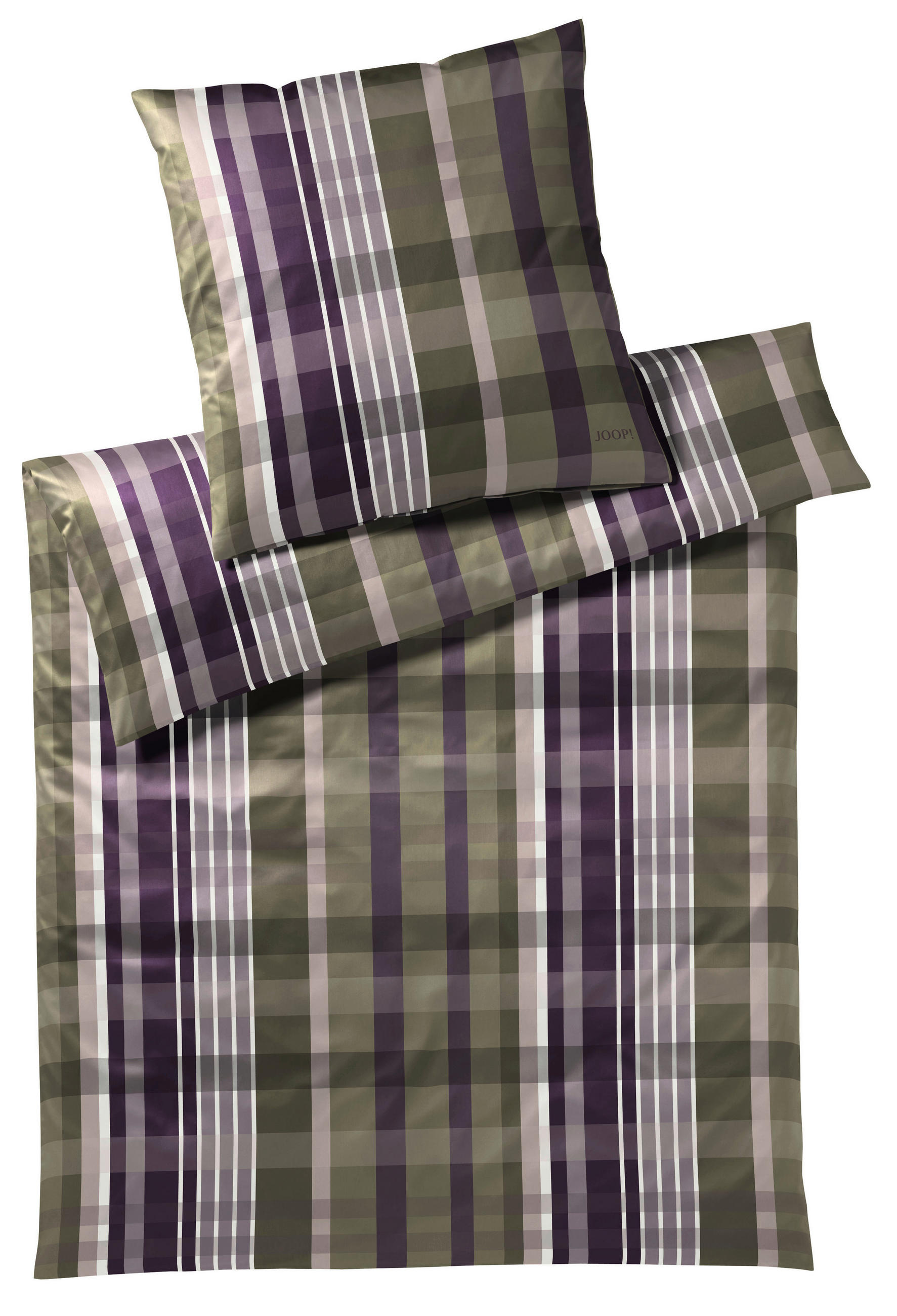BETTWÄSCHE CHECKS Makosatin 135/200 cm  - Lila/Grün, Basics, Textil (135/200cm) - Joop!