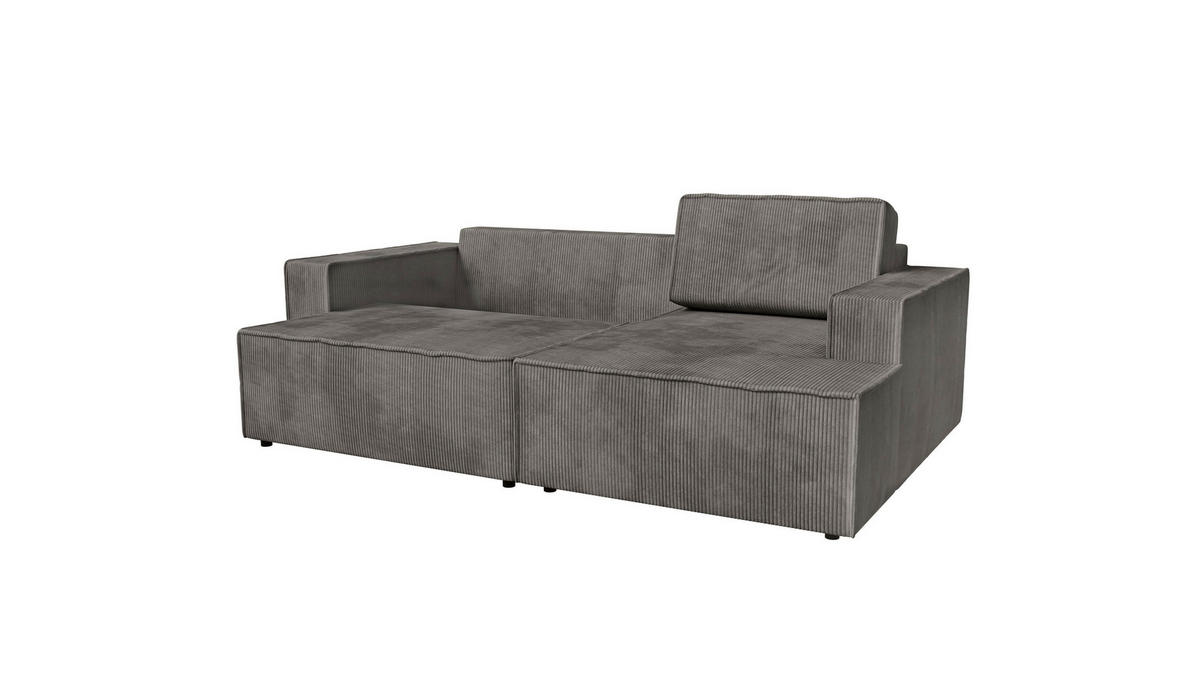 ECKSOFA inkl. Funktion Anthrazit Cord  - Anthrazit/Schwarz, MODERN, Kunststoff/Textil (245/149cm) - Stylife