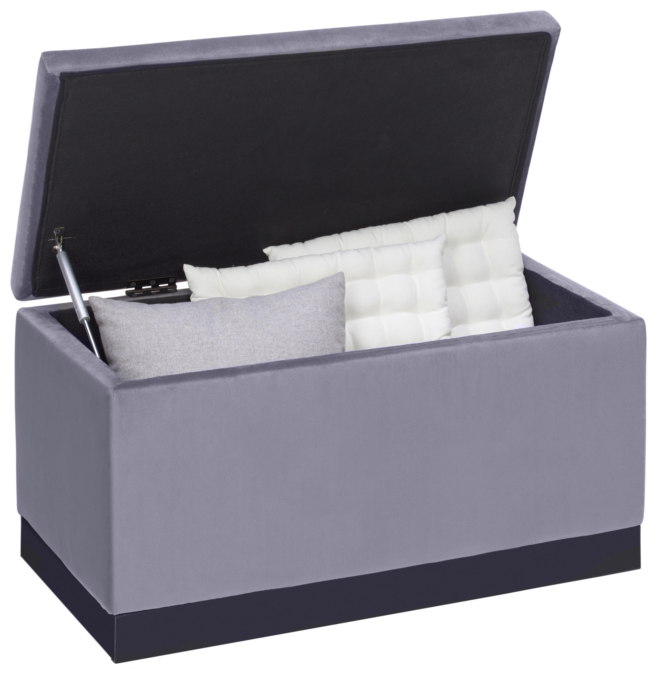 SKRINJA  les, kovina, tekstil siva, barve nerjavečega jekla  - barve nerjavečega jekla/siva, Trend, kovina/tekstil (80/42/40cm) - Carryhome