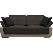 SCHLAFSOFA in Textil Beige, Braun, Schwarz - Chromfarben/Beige, Design, Holz/Textil (214/83/95cm) - Venda