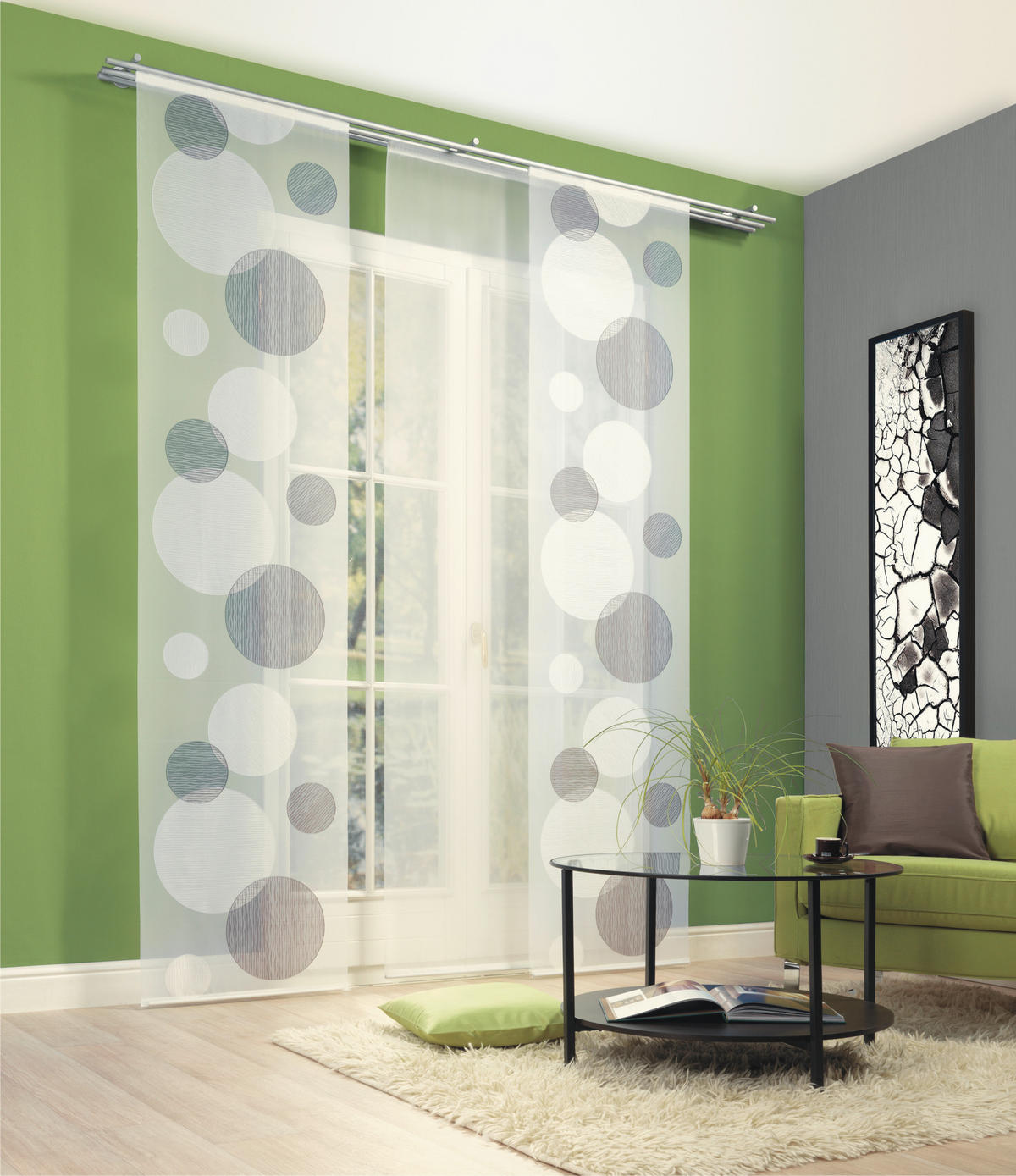 FLÄCHENVORHANG   transparent   60/245 cm  - Bernsteinfarben, KONVENTIONELL, Textil (60/245cm)