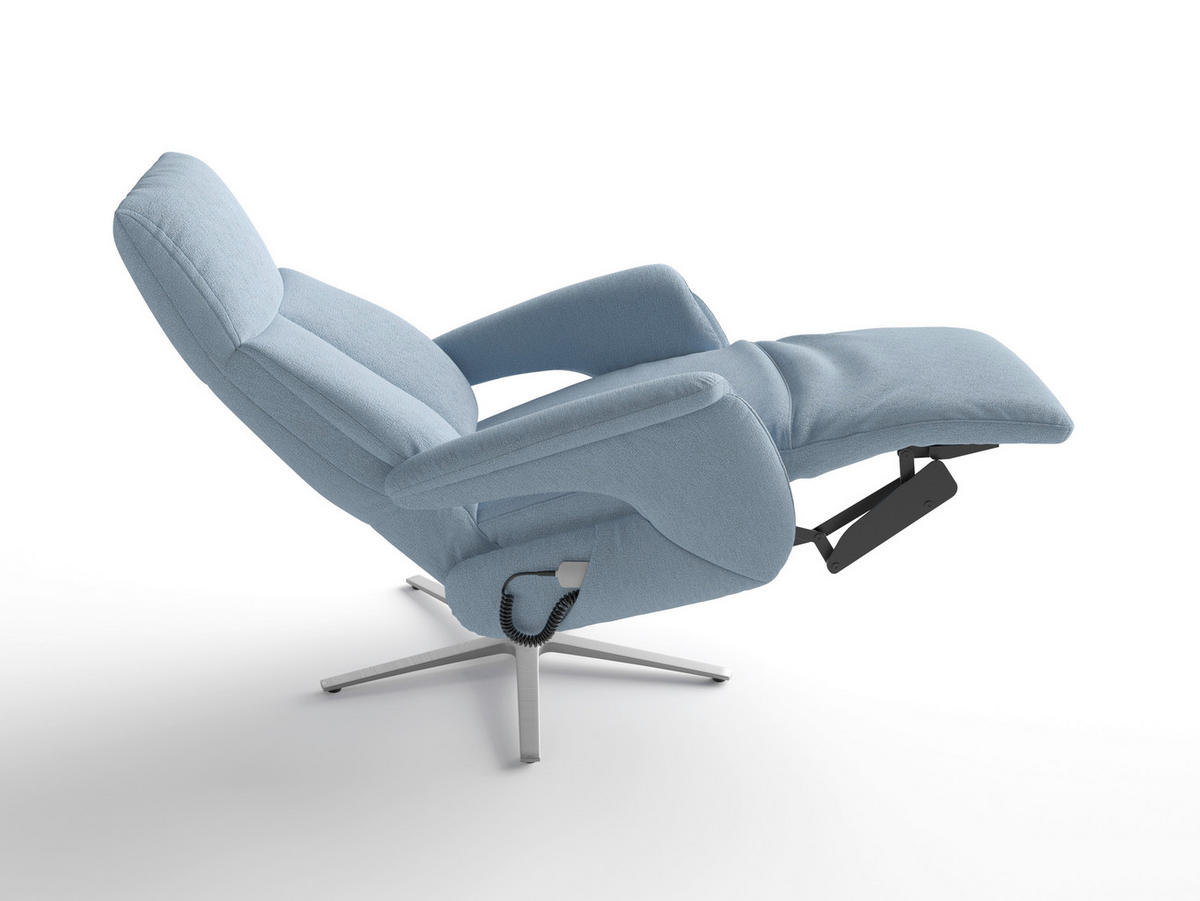 RELAXAČNÍ KŘESLO, textil, světle modrá - barvy stříbra/světle modrá, Basics, kov/textil (75/110/85cm) - Sit & More