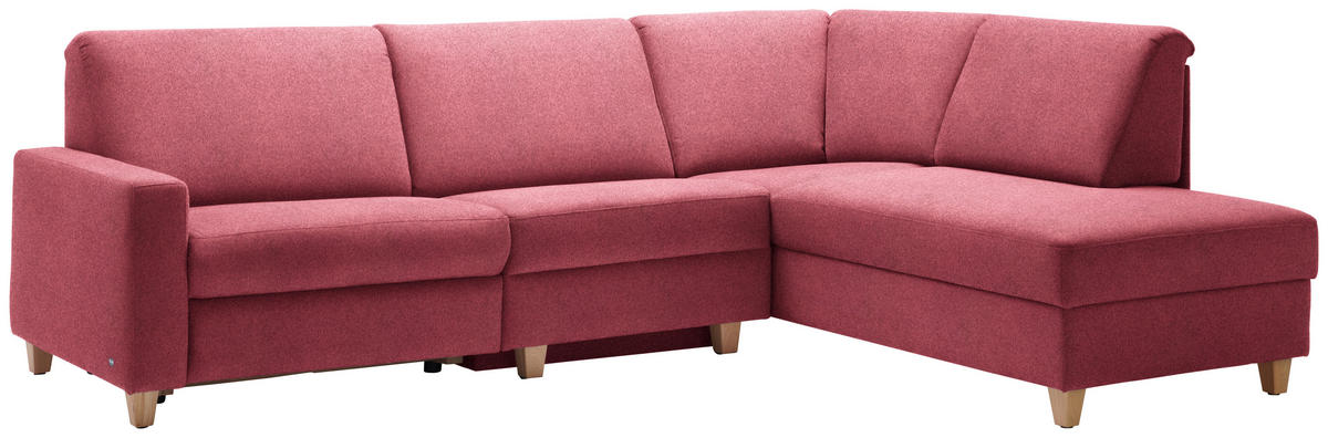 ECKSOFA in Flachgewebe Bordeaux  261/203 cm  - Eichefarben/Bordeaux, KONVENTIONELL, Holz/Textil (261/203cm) - Sedda