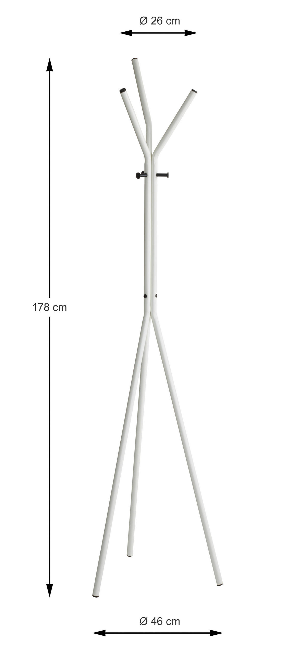 KLEIDERSTÄNDER in Schwarz, Weiß 46/178/46 cm   - Schwarz/Weiß, Design, Metall (46/178/46cm)