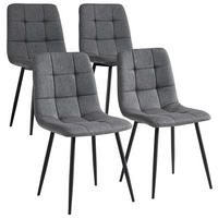 STUHL-SET 4 Stück  in Eisen Webstoff  - Dunkelgrau/Schwarz, Design, Textil/Metall (45/87/54cm) - Stylife