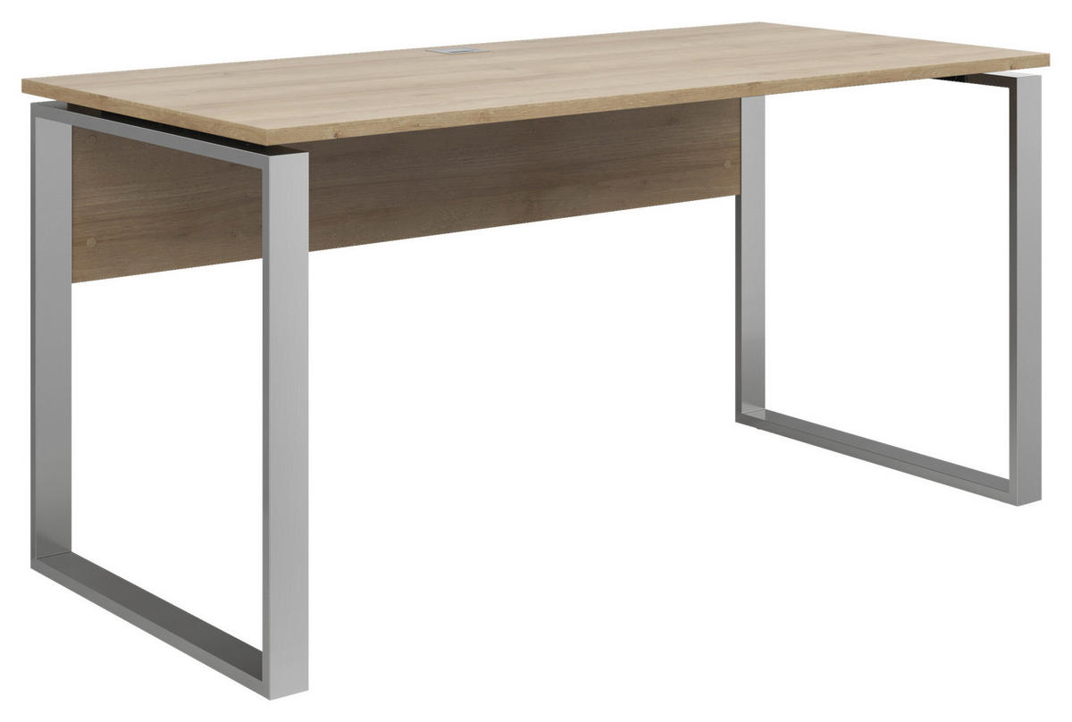 SCHREIBTISCH 150/76/77 cm  in Eichefarben  - Eichefarben/Silberfarben, KONVENTIONELL, Holzwerkstoff/Metall (150/76/77cm) - Voleo
