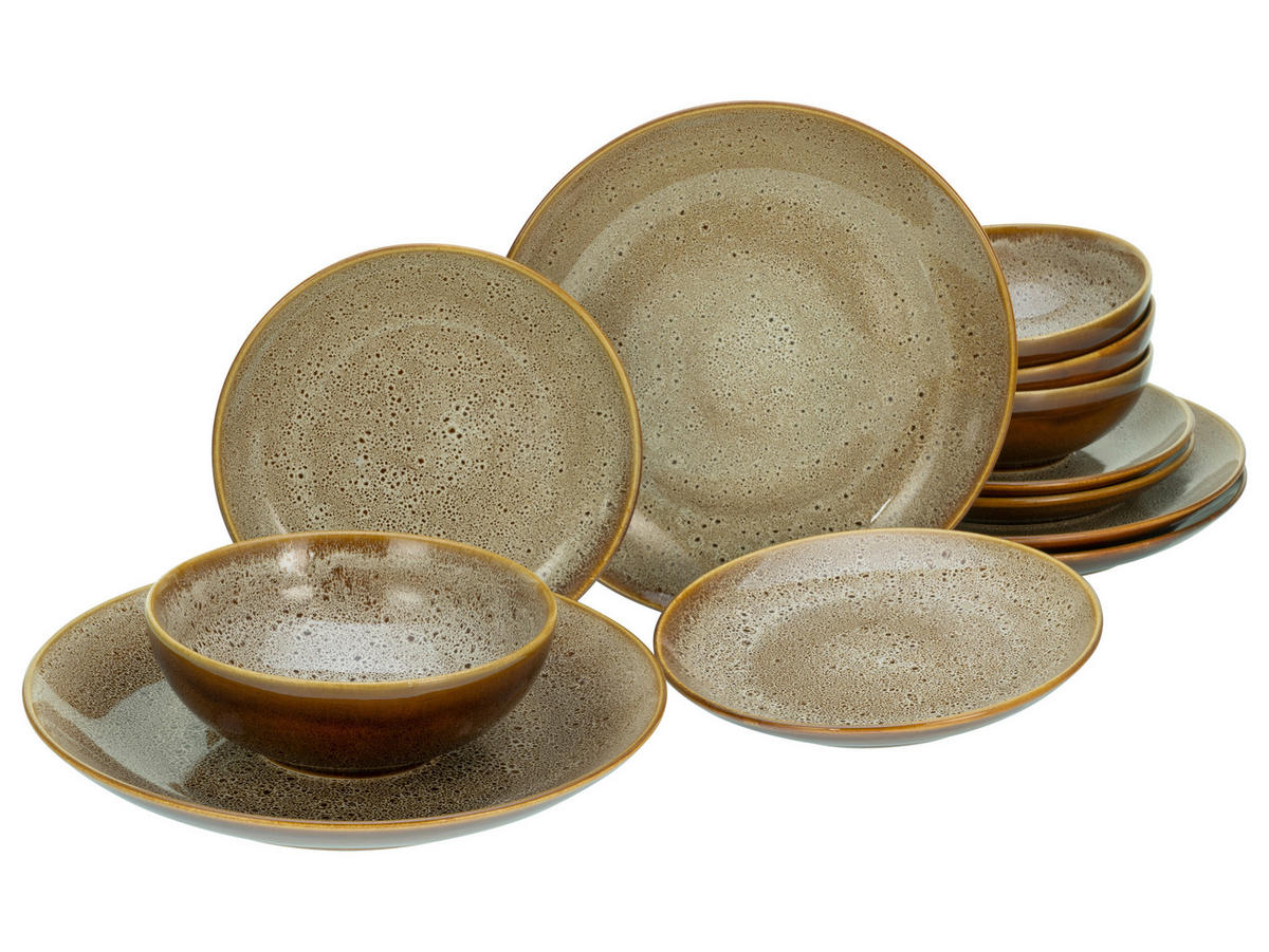 TAFELSERVICE 12-teilig  - Cognac, Keramik - Creatable