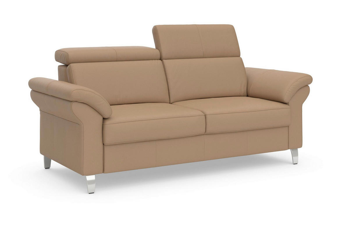 3-SITZER-SOFA ARNGAST E Echtleder Cappuccino  - Chromfarben/Cappuccino, Basics, Leder/Metall (186/84/93cm) - Sit & More