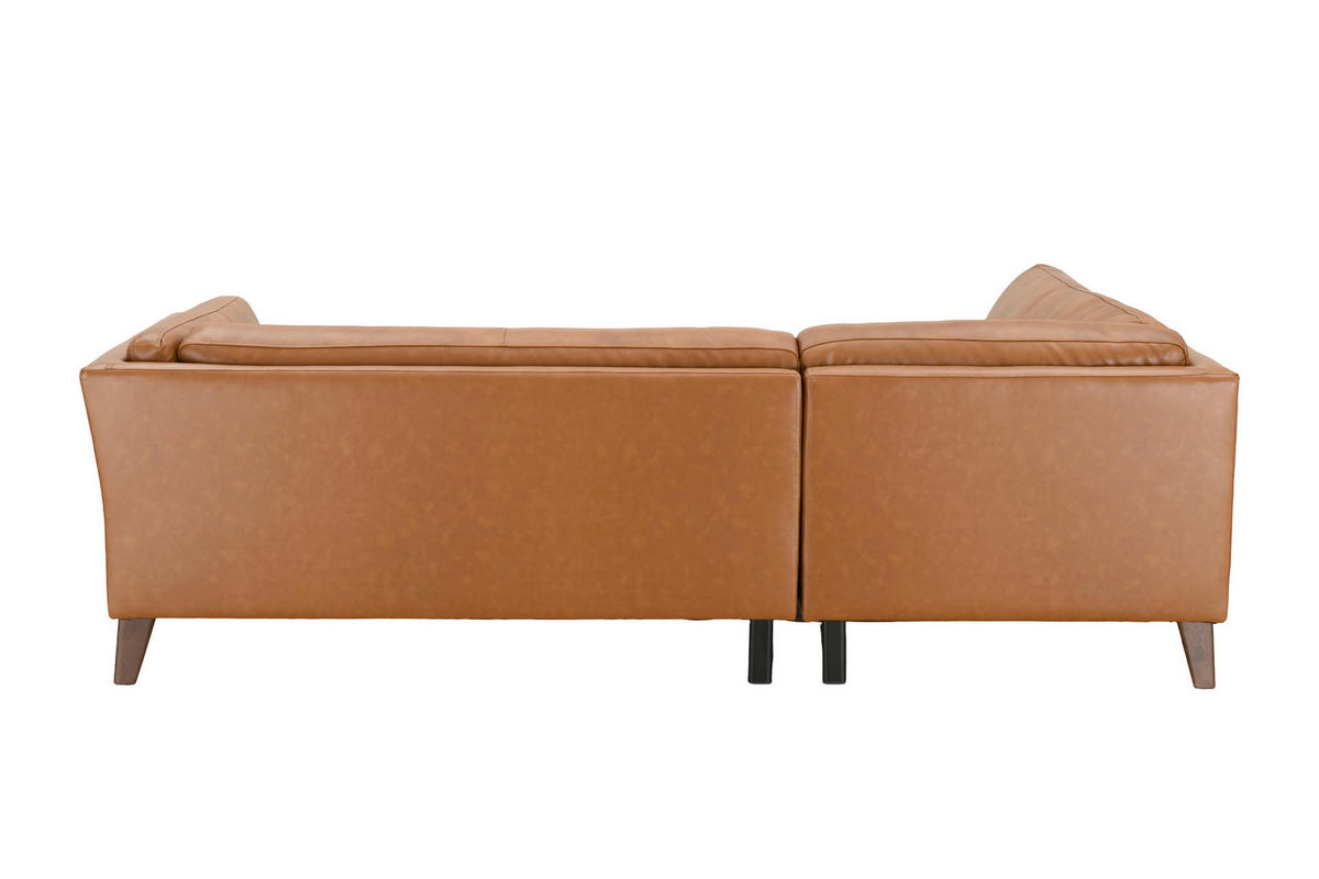 ECKSOFA SERA Cognac Echtleder Lederlook  - Cognac/Dunkelbraun, Design, Leder/Holz (194/235cm) - Livetastic
