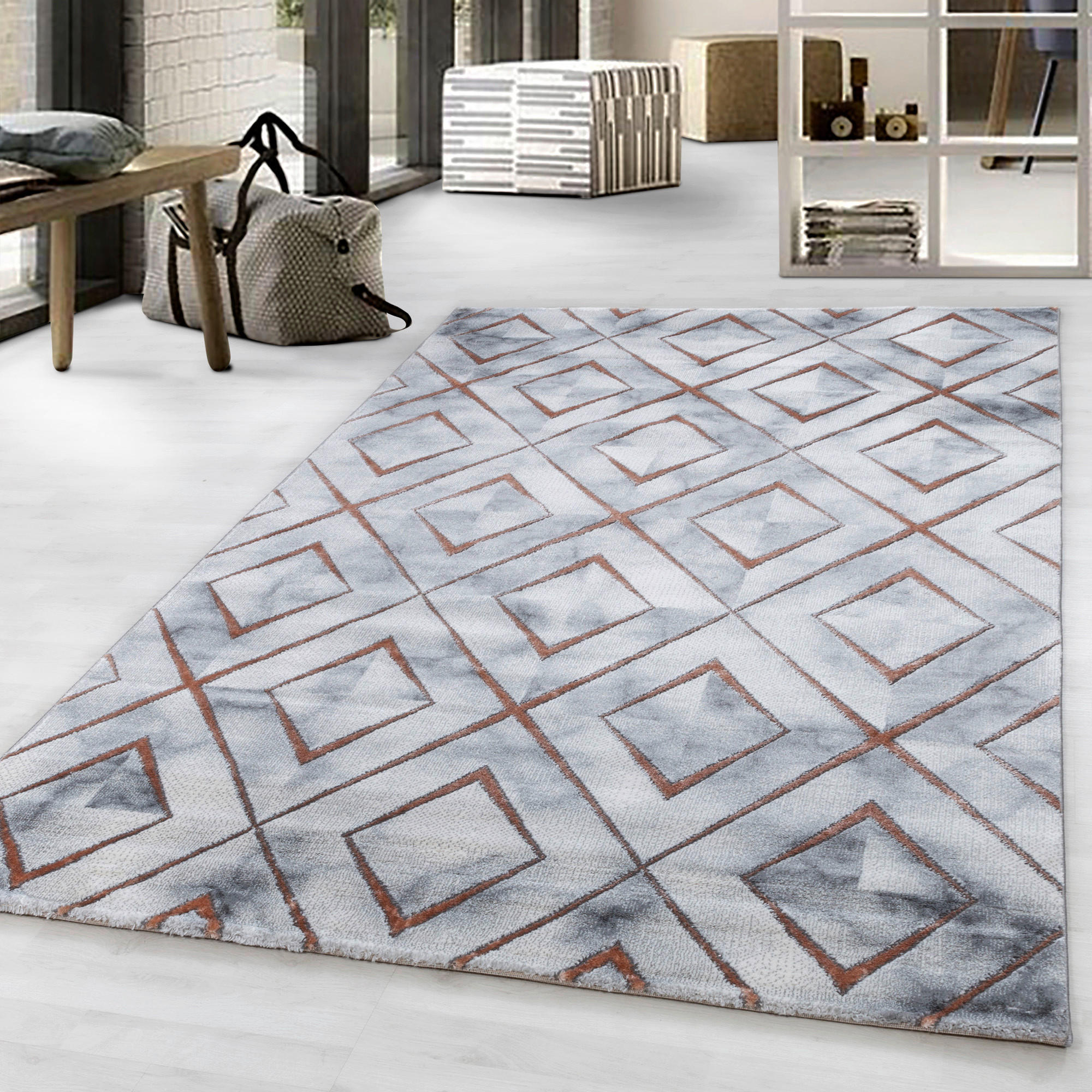 TKANA PREPROGA Naxos 3811 bronze 140/200 cm tkano barve brona - barve brona, Design, tekstil (140/200cm)