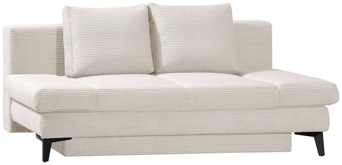 SCHLAFSOFA Cord Beige  inkl. Bettkasten, Schlaffunktion, Armteilverstellung  - Beige/Schwarz, Design, Textil/Metall (200/85/90cm) - Novel