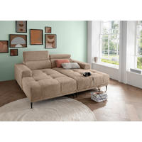 ECKSOFA in Chenille Hellbraun  - Hellbraun/Schwarz, Konventionell, Textil/Metall (200/188cm) - Livetastic