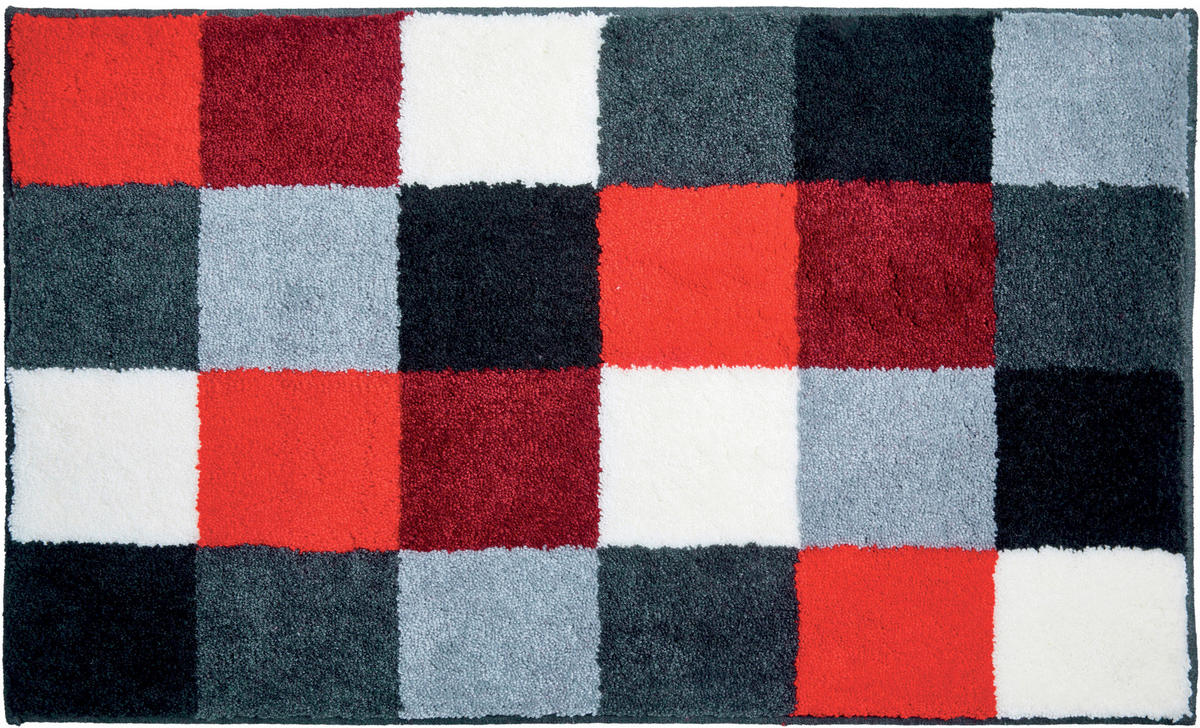 BADTEPPICH Bona Rot, Schwarz, Weiß 80/140 cm  - Rot/Schwarz, Basics, Kunststoff/Textil (80/140cm)