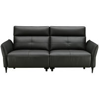 2-SITZER-SOFA Schwarz Echtleder  - Schwarz, Design, Leder/Metall (191/98/101cm) - Novel