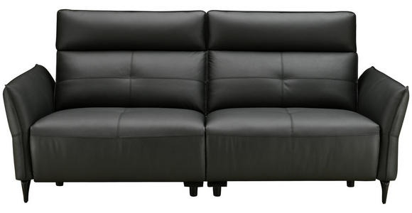 2-SITZER-SOFA  in Echtleder Schwarz   - Schwarz, Design, Leder/Metall (191/98/101cm) - Novel