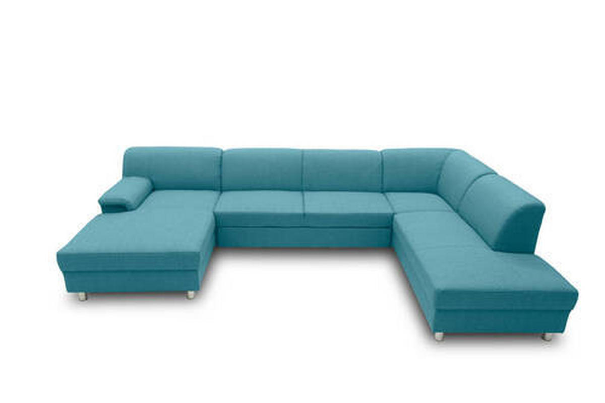 WOHNLANDSCHAFT in Webstoff Petrol  - Chromfarben/Petrol, KONVENTIONELL, Textil/Metall (150/308/195cm) - MID.YOU