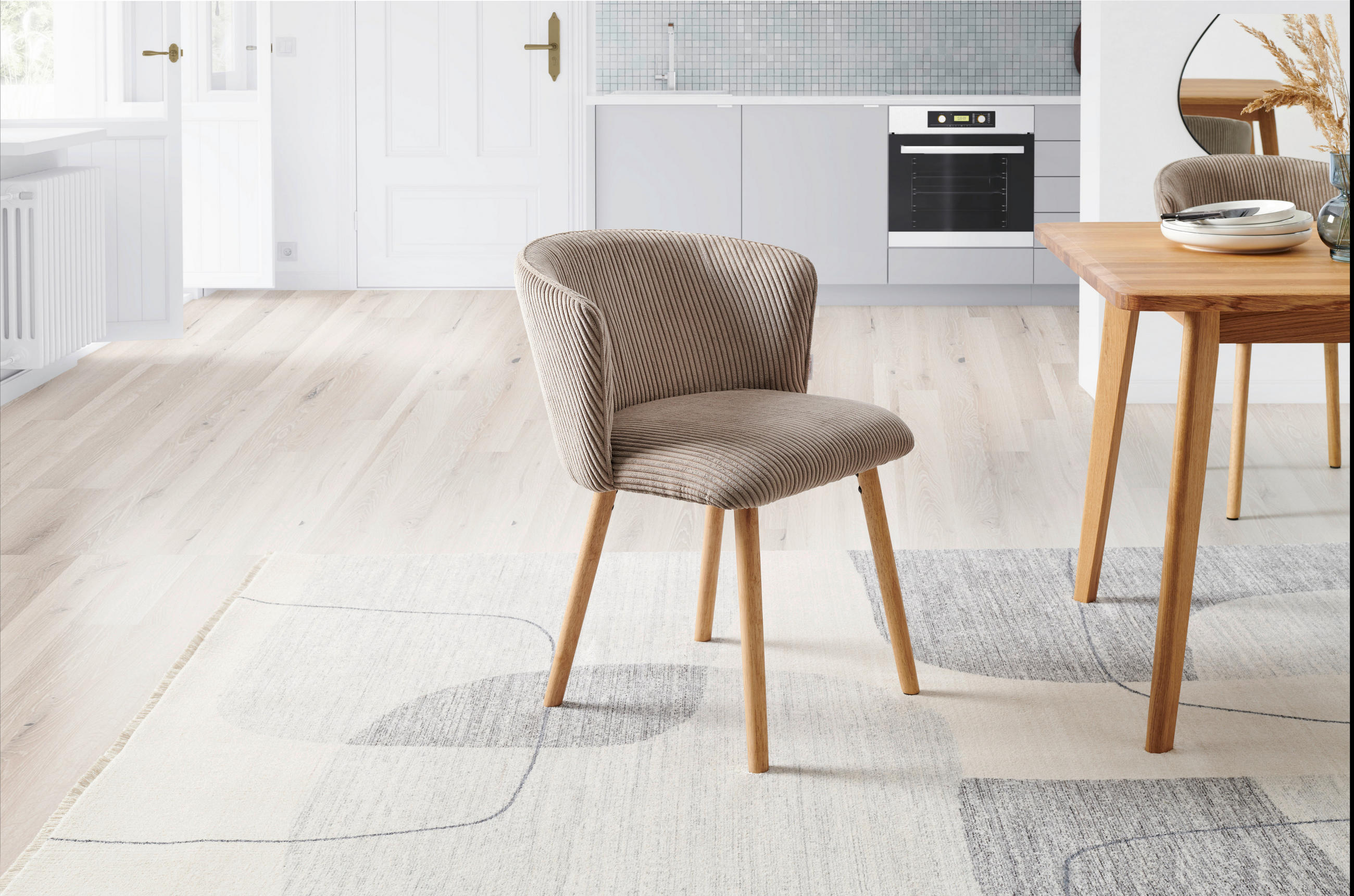 STUHL in Holz, Textil Braun, Naturfarben  - Braun/Naturfarben, LIFESTYLE, Holz/Textil (61/79/61cm) - MID.YOU