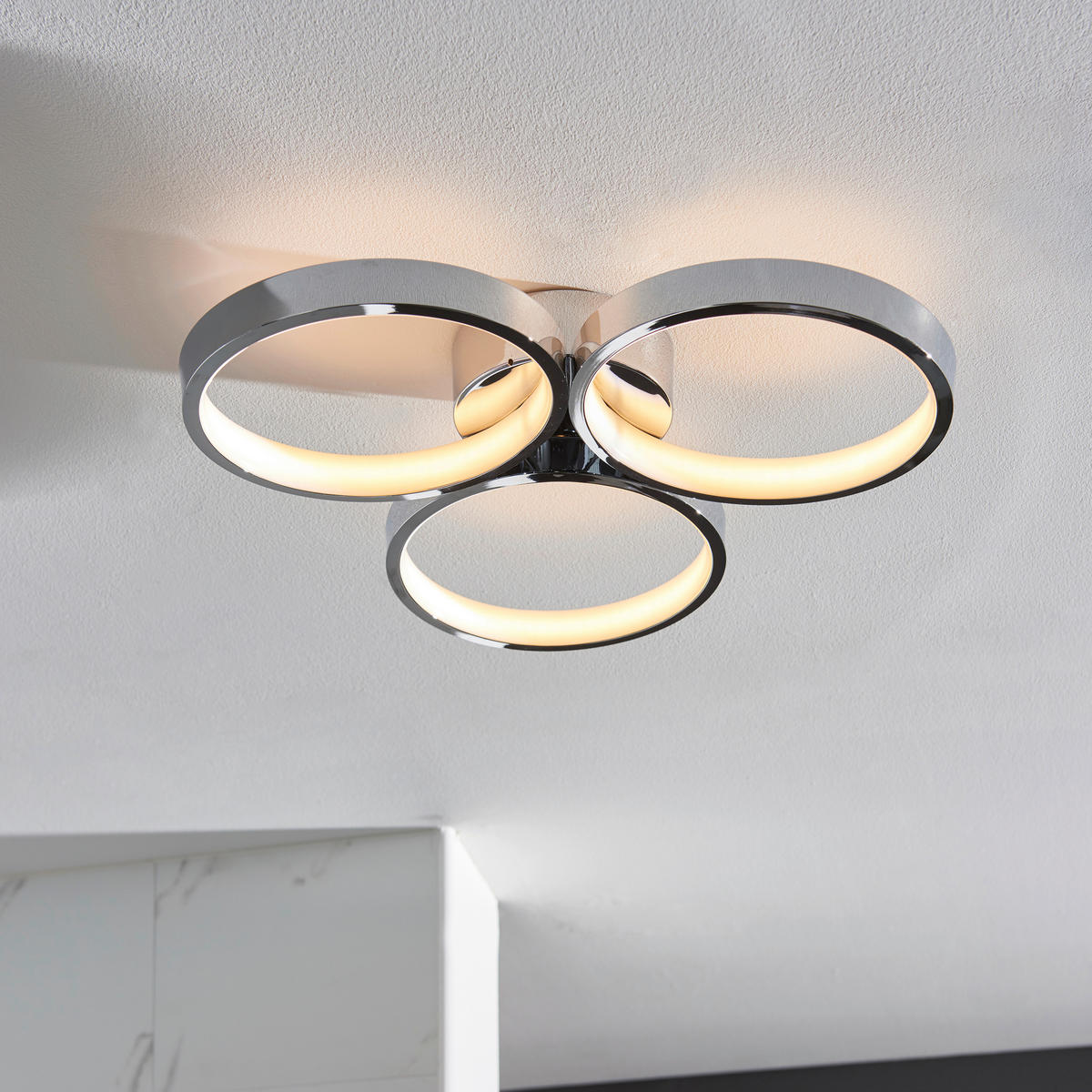 BADEZIMMER-DECKENLEUCHTE  50/6.5 cm    - Chromfarben/Nickelfarben, Design, Metall (50/6.5cm) - ENDON