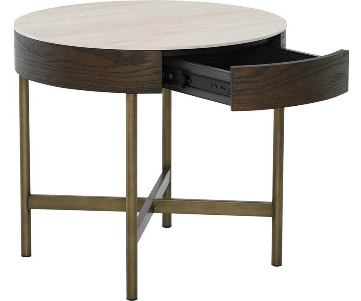 SOFFBORD i trä, metall, sten, keramik 55/55/50 cm  - bronsfärgad/sandfärgad, Design, metall/trä (55/55/50cm) - Best Price