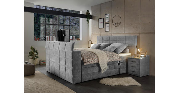 BOXSPRINGBETT 180/200 cm  in Grau  - Grau, KONVENTIONELL, Textil (180/200cm) - Carryhome