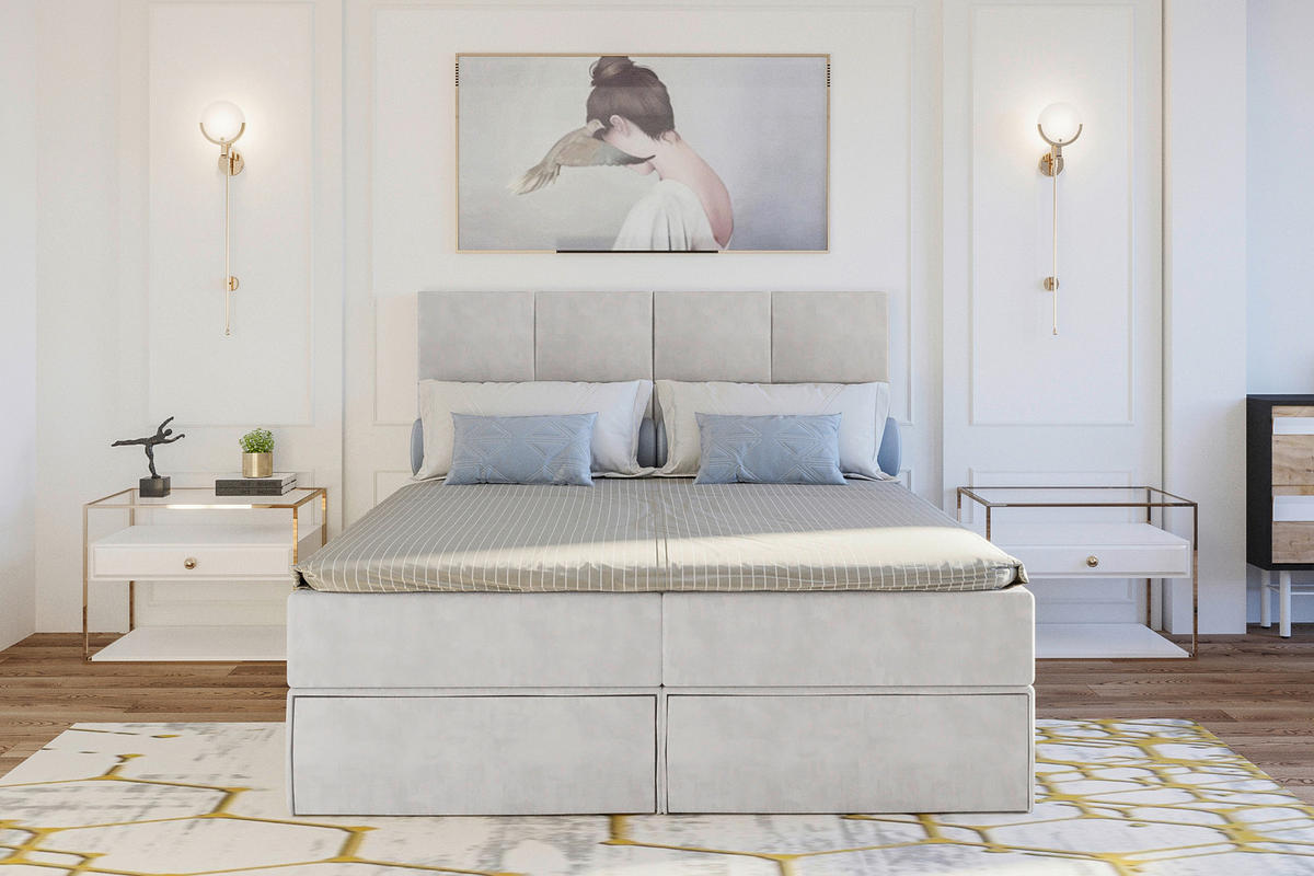 BOXBETT 140/200 cm  in Weiß  - Schwarz/Weiß, KONVENTIONELL, Kunststoff/Textil (140/200cm) - Boxxx