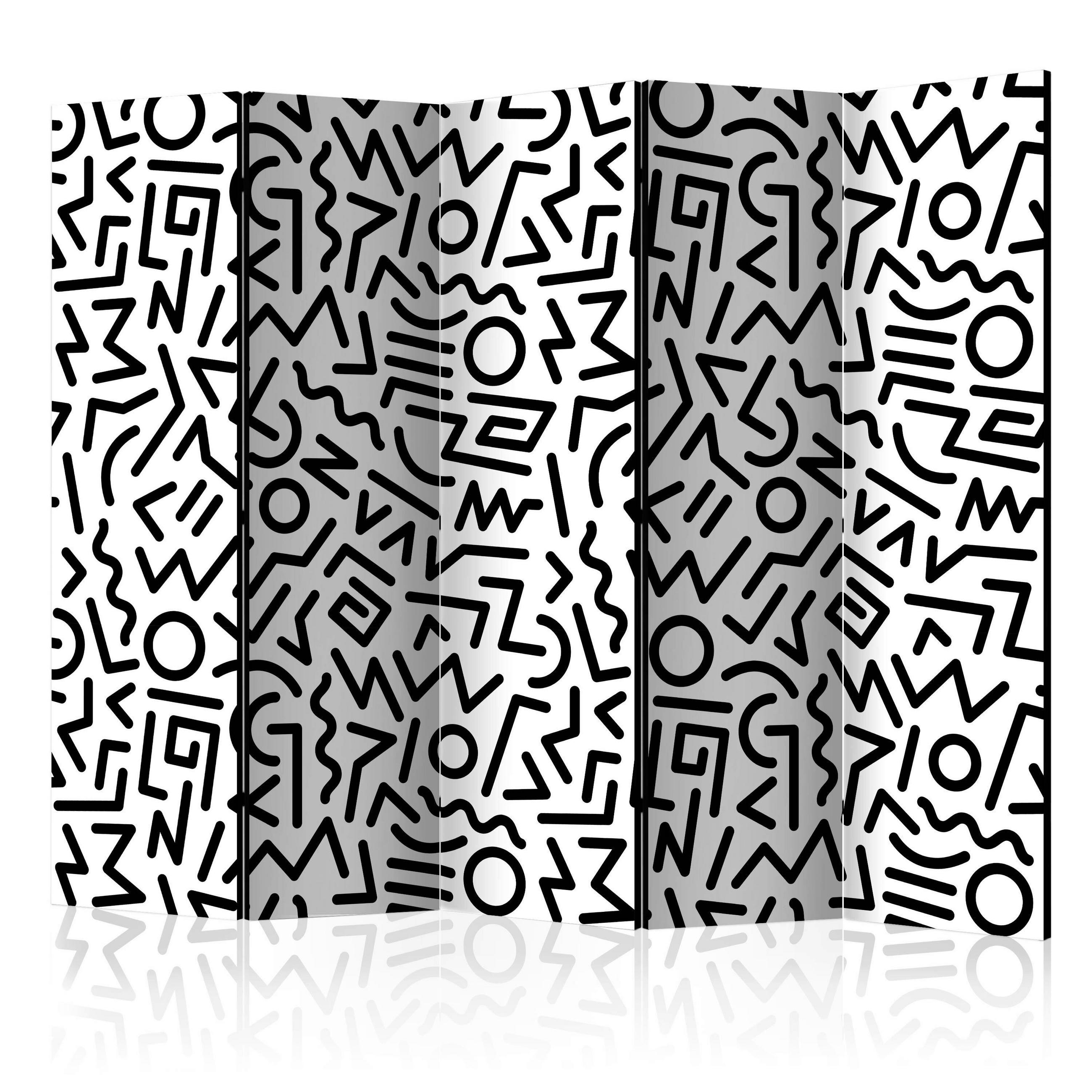 SKÄRMVÄGG  i trä, textil  svart, vit  - vit/svart, Basics, trä/textil (225/172/3cm) - artgeist
