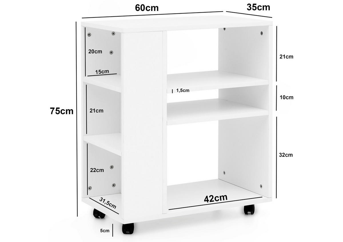 PŘÍSTAVNÝ REGÁL, bílá - bílá, Konvenční, kompozitní dřevo/plast (60/75/35cm) - MID.YOU