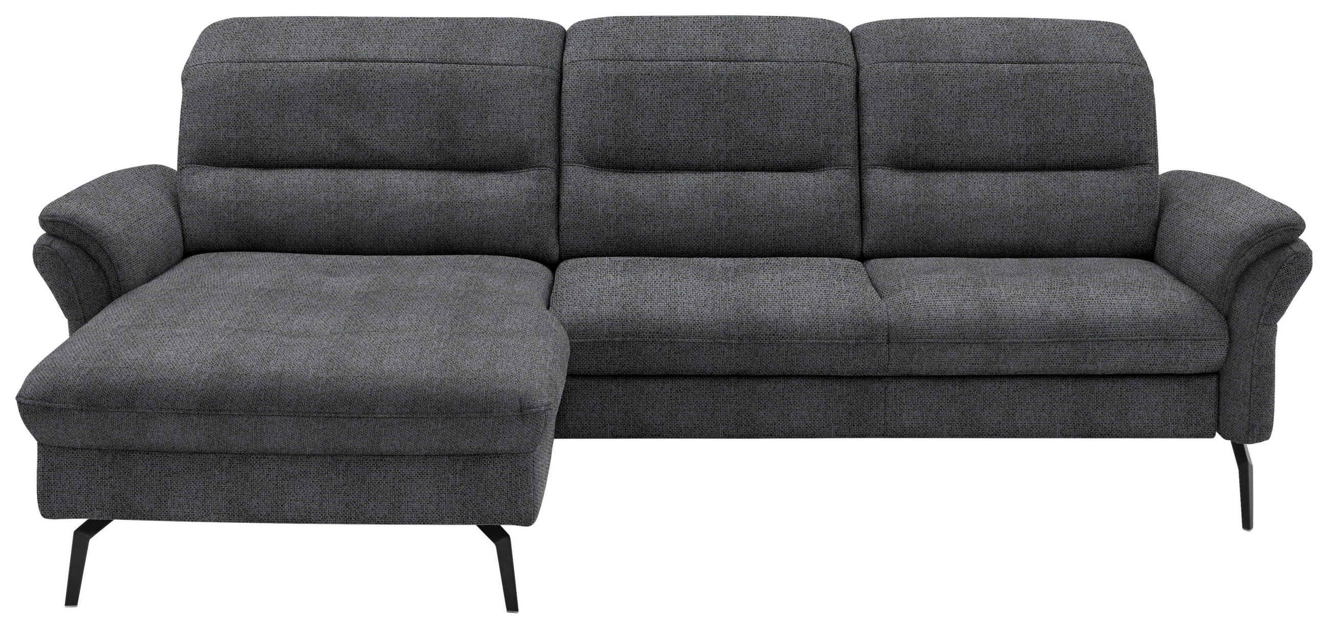 ECKSOFA in Flachgewebe Anthrazit  - Anthrazit/Schwarz, Konventionell, Textil/Metall (181/260cm) - Beldomo Speed