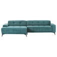 ECKSOFA in Cord Petrol  165/295 cm  - Petrol/Schwarz, KONVENTIONELL, Textil/Metall (165/295cm) - Carryhome