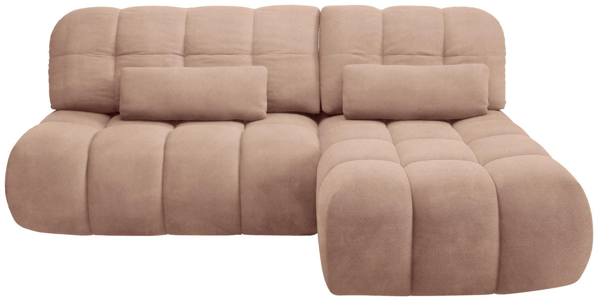 ECKSOFA TARANTO in Webstoff Rosa  172/225 cm  - Schwarz/Rosa, Design, Kunststoff/Textil (172/225cm) - Livetastic