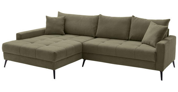 ECKSOFA  in Cord Grün  173/280 cm  - Schwarz/Grün, KONVENTIONELL, Textil/Metall (173/280cm) - Hom`in