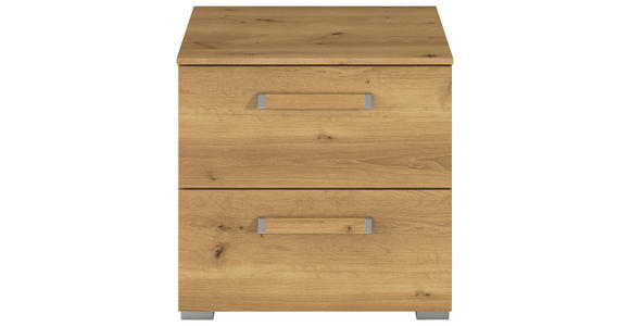 NACHTSCHRANK 50/49/42 cm  - Eichefarben/Silberfarben, Design, Holzwerkstoff/Metall (50/49/42cm) - Novel