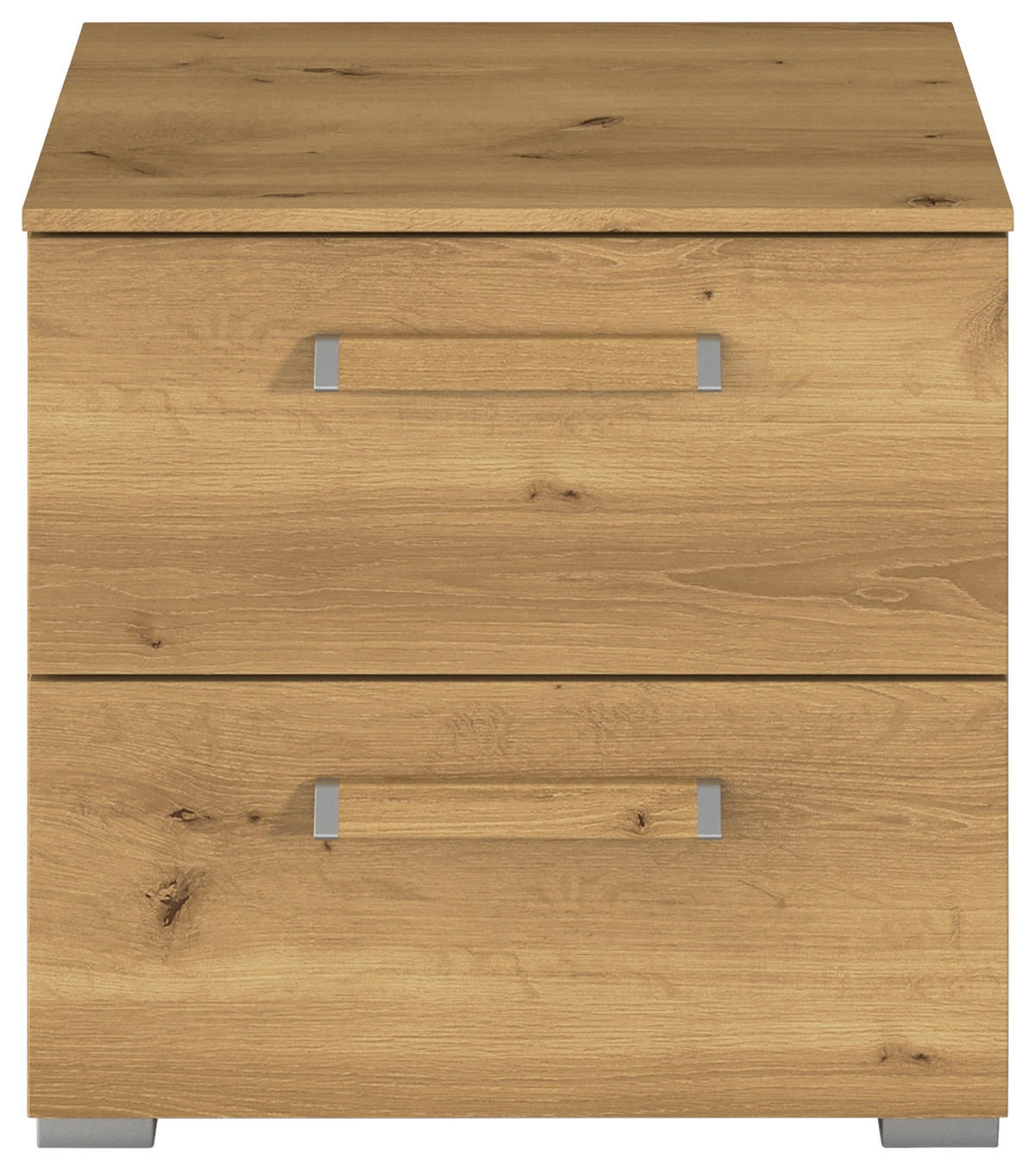 NACHTSCHRANK 50/49/42 cm  - Eichefarben/Silberfarben, Design, Holzwerkstoff/Metall (50/49/42cm) - Novel